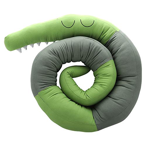 Protector de cama, cojín de cuna, estilo cocodrilo, para cuna, 185 cm de longitud verde Talla:185CM