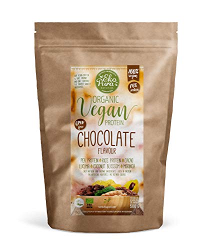 Proteína Vegana Natural - Chocolate - 76% de Proteina - Ingredientes orgánicos (500g)