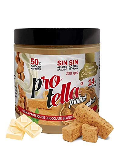 Protella Praliné Almendra - Crema de Chocolate Blanco con Almendras - Sin Azúcar Añadido - Sin Aceite de Palma