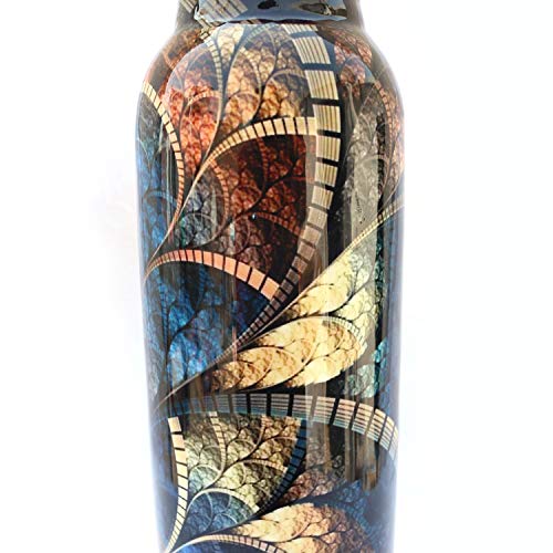 PRURA - Botella para agua de cobre, recipiente de cobre puro ayurvédico a prueba de fugas, color Diseño 9, tamaño 900ml/30oz, volumen 900.0milliliters