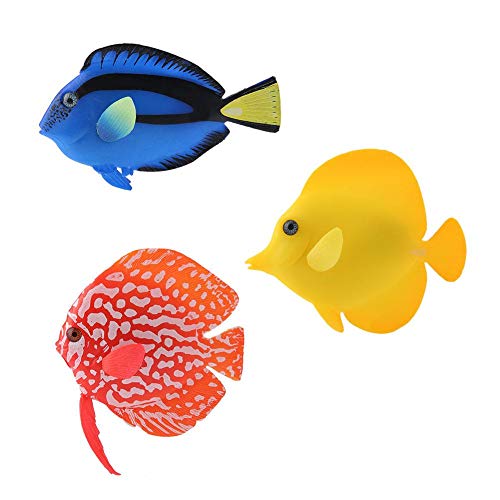 Pssopp Acuario Peces Artificiales Peces flotantes Falsos Peces Tropicales Divertidos Luminosos de Silicona Realistas en Movimiento Peces Ornamentos Decoraciones con Ventosa(#2)