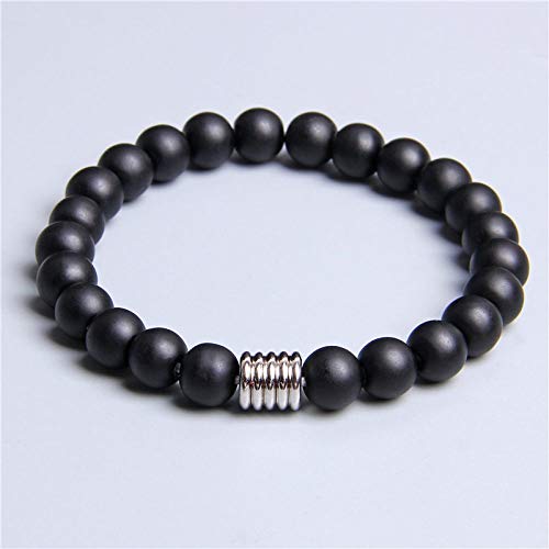 Pulsera De Cuentas Para Mujer,Pulsera De Cuentas De Piedra De Roca De Lava Natural Negra Pulsera De Piedra Volcánica Para Hombres Mujeres Pulseras Pulsera De Regalo De Cumpleaños De Navidad, 19 Cm