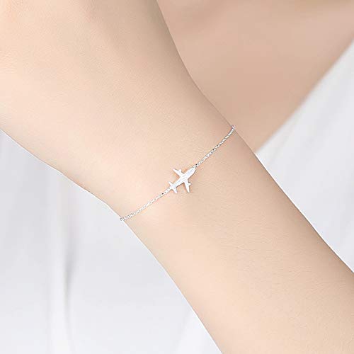 Pulsera de plata de ley 925 sin níquel con diseño de avión de Sam Panda