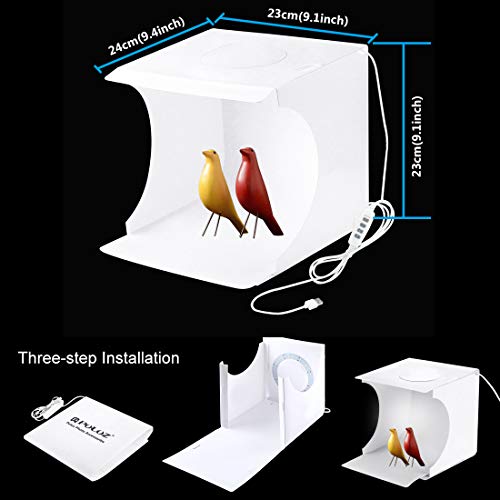 PULUZ - Caja de luz LED de 20 cm con 3 Modos Regulables para Estudio fotográfico, Estudio de fotografía, Estudio de fotografía y Tienda de campaña y 6 Fondos de Colores