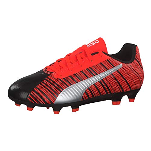 PUMA One 5.4 FG/AG Jr, Botas de fútbol Unisex Niños, Black-Nrgy Red Aged Silver, 37.5 EU