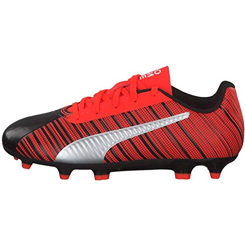 PUMA One 5.4 FG/AG Jr, Botas de fútbol Unisex Niños, Black-Nrgy Red Aged Silver, 37.5 EU