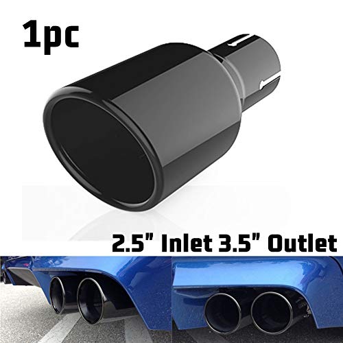 Punta de escape de entrada universal para automóvil de 2.5"Tubo de cola automática Boquilla del silenciador Acero inoxidable Bisel Pintura completa para hornear Negro