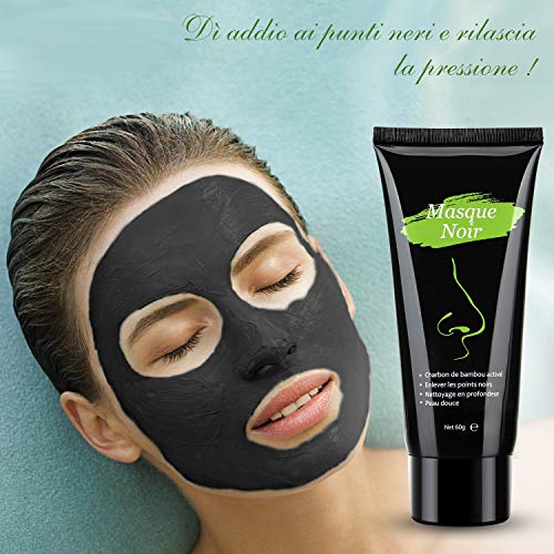 Puntos Negros Mascarilla, Mascarilla Exfoliante, Black Mask-Mascara Negra De Purificante Espinillas y Piel Muerta, Hidratar Piel, Eliminar Puntos Negros, Acné-60 g/2.1oz