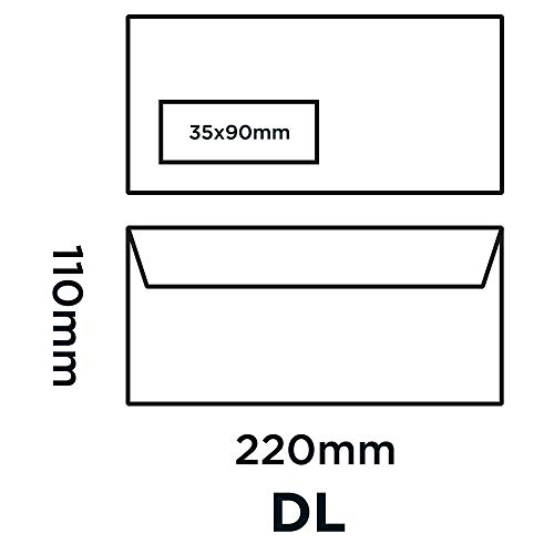 Purely Everyday 23884 - Sobres autoadhesivos con ventana (DL, 110 x 220 mm, 500 unidades), color blanco