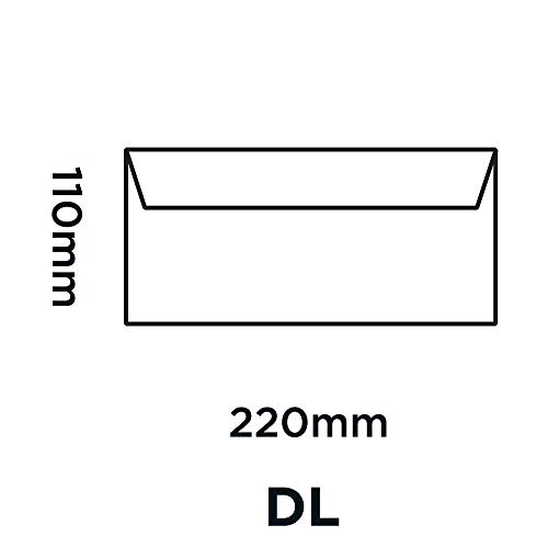 Purely Everyday - Sobre DL (500 unidades, 110 x 220 mm, 100 g/m², cierre autoadhesivo), color blanco