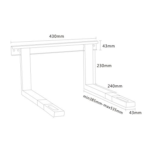 PureMounts MWH-03 Soporte Universal/de microondas para Montaje en Pared Brazos de extensión Ajustables en Longitud (385-535 mm), Ancho de la Pluma: 43 cm, Capacidad de Carga: máx. 35.0 kg, Blanco