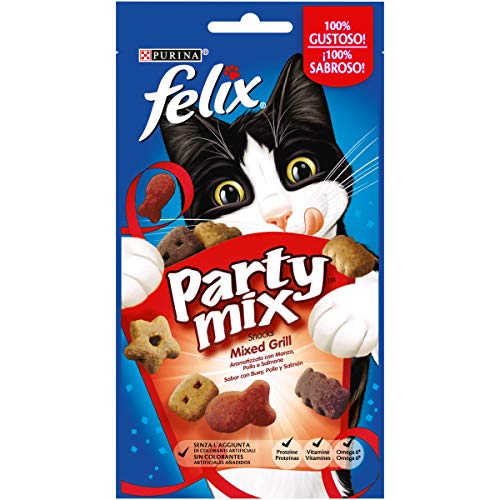 Purina Felix Party Mix Grill Snacks, golosinas y chuches para gato 8 x 60 g