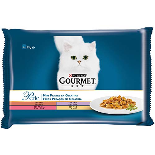 Purina Gourmet Perle Finas Láminas comida para gato en Gelatina Surtido 12 x [4 x 85 g]