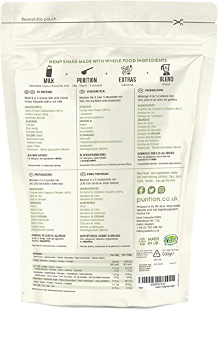 Purition Batido de proteínas Crudivegano (500g). Batido para el desayuno sin lácteos