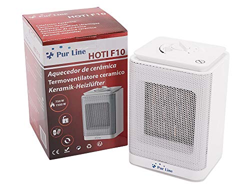 PURLINE HOTI F10 Calefactor cerámico con termostato Regulable 750-1500W, Sensor antivuelco. Calefactor para Cocina, Comedor, Dormitorio, Oficina,etc.