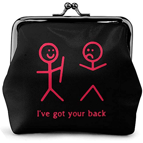 Purse,I Got Your Back Stick Figure Graphic Friendship Novedad Sarcastic Purse, Casual Titulares De Tarjetas De Efectivo para Adultos Niños Niñas,11.5(W) x10.5(L) x3(T) cm