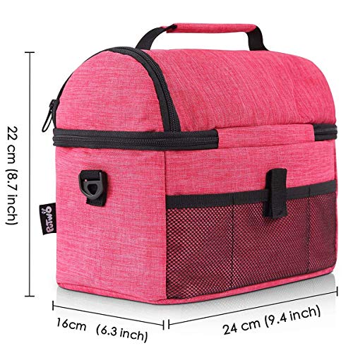 PuTwo Térmica Porta Alimentos 8L Hermética Bolsa Térmica Plegable Bolso Nevera Térmica Tela Bolsas Térmicas para Llevar Comida Nevera Almuerzo para Adulto Mujer Niños Trabajo Oficina Playa Viaje -Rosa