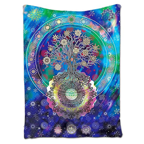 PYHQ Mandala psicodélico Tapices 100% Poliéster Colgando Mural Cobija Hippies bohemios Boho Lámina cortina Mantel estera de yoga Tema verano urbano círculo indio colcha 150x200cm árbol de la vida