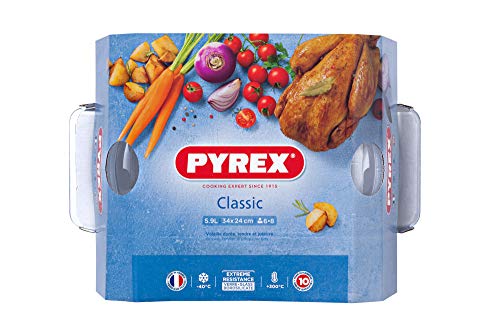 Pyrex Classic - Fuente con tapa para pollo, 5.5L