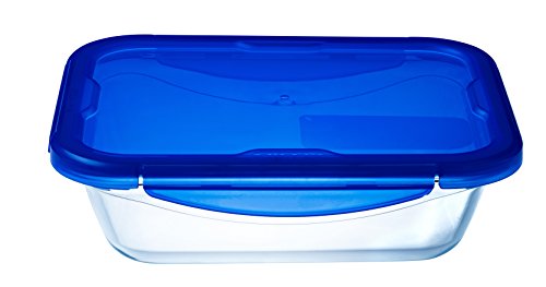 Pyrex Cook & Go Recipiente Rectangular 25X19CM 170CL con Tapa Cook&GO, Azul, 4.19 cm