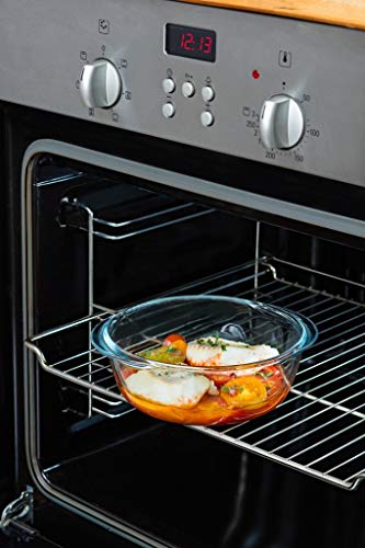 Pyrex Cook & Heat Recipiente hermético con válvulas de vapor de vidrio borosilicato. Perfecto para transportar alimentos y calentar en el microondas, transparente