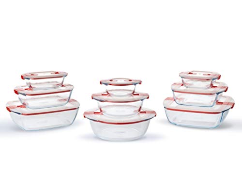 Pyrex Cook & Heat Recipiente hermético con válvulas de vapor de vidrio borosilicato. Perfecto para transportar alimentos y calentar en el microondas, transparente