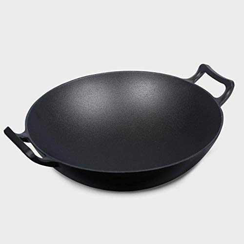 PZXY Wok Wok de Hierro Fundido sin Revestimiento Antiadherente Cacerola Wok Hecho a Mano Puro de Fondo Redondo Espesor 43 * 36 * 14.5 * 11. 5 * 4 * 11 cm