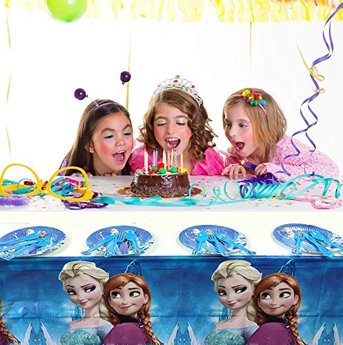 Qemsele Vajilla de cumpleaños de niños, 1 Mantel + 20 Servilletas + 20 Platos Desechables Fiesta Cumpleaños Decoración, Feliz cumpleaños Decoraciones Suministros Fiestas Regalos Tema Carnaval (Frozen)