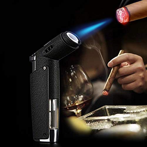 QIANGUAGN® Chorro Llama Encendedor Soplar Antorcha Butano Recargable A Prueba de Viento para Cigarrillo Cigarro Al Aire Libre Regalo