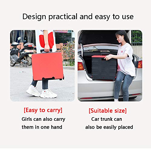 QIDIAN Carro De La Compra Plegable, Carro De La Compra Ligero De Altura Ajustable, Puede Ser Usado como Taburete, Soporte De Aleación De Aluminio, para Un Fácil Almacenamiento. (55KG, Negro Y Rojo)