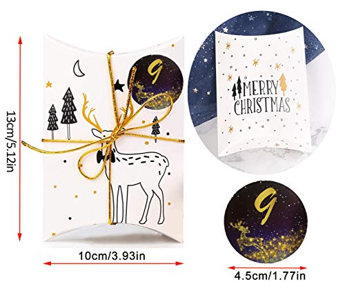 Qimmmu - Calendario de Adviento para rellenar, 24 bolsas con 24 pegatinas de números, calendario de Navidad, kit de manualidades, bolsa de regalo, calendario de Navidad (blanco)