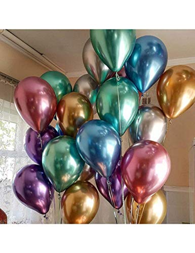 qingtianlove 20pcs 12inch Chrome Gold Silver Metallic Globos de látex Madre de Pearl Globo de Metal Wedding Birthday Party Decor Supplies Helio Baloon, Rayas púrpuras, Mezcla 20pcs