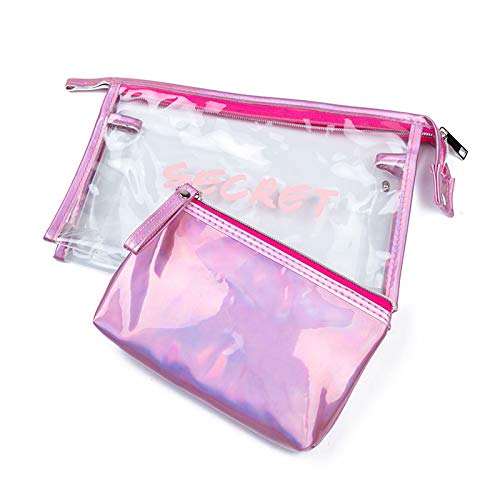 Qinlee - Neceser Transparente para Viaje, Organizador de Maquillaje, multifunción, Gran Capacidad, para Hombre y Mujer, Dorado, 25.5 * 17.6.3cm