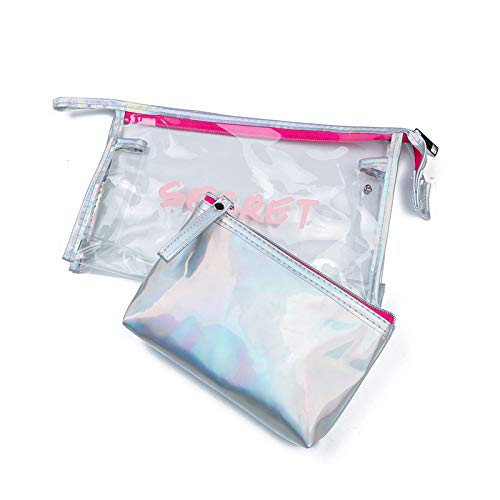 Qinlee - Neceser Transparente para Viaje, Organizador de Maquillaje, multifunción, Gran Capacidad, para Hombre y Mujer, Dorado, 25.5 * 17.6.3cm