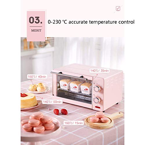 Qinmo Horno eléctrico, 1000W multifunción Hogar Mini Horno eléctrico 11L Temperatura controlable 100-230 □ y 60 minutos inteligente Cake Box temporizador panificadora templado Puerta de cristal con ac