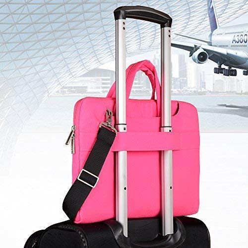 Qishare 11,6-12 Pulgadas Multifuncional portátil Hombro Bolsa maletín portátil de Ordenador portátil Caso Portador de la Ordenador portátil Messenger Caso(11,6-12 Pulgadas, Rosado)