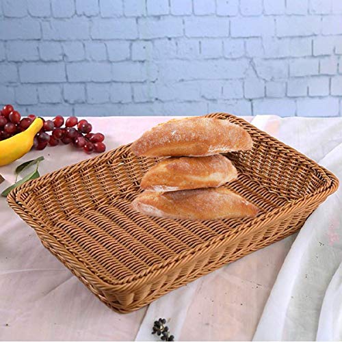 Qiundar Cesta de Frutas de Ratán, 2Pcs Cestas Mimbre Rectangular Canasta Pan,para Restaurante Cocina Pantalla Decoración Cestos(30 * 20 * 7CM)