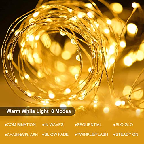 Qomolo Guirnalda de Luces Solares, 2 Pack Cadena de Luces Exterior 17M 150 LED 8 Modos,Impermeable IP65, Iluminación Luz Decoración Exteriores y Interiores para Patio,Jardín, Fiesta, Bodas, Navidad