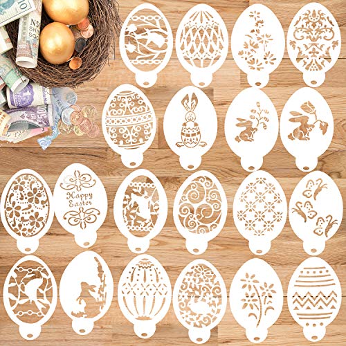 Qpout 20 Piezas Plantilla de Huevo de Pascua, Tarjeta de Caramelo de café de Chocolate Reutilizable Molde de decoración de Huevo de Pascua Suministros de Fiesta de Pascua