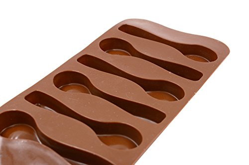 Qpower - Molde de silicona para repostería con forma de cuchara y flores para decoración de chocolate (2 unidades)