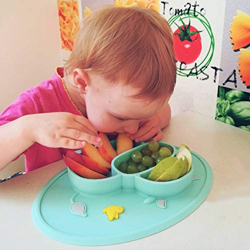 Qshare - Mini plato para bebés de silicona, 100% sin BPA y aprobado por la FDA para niños pequeños, Succión fuerte para la mesa, apto para lavavajillas