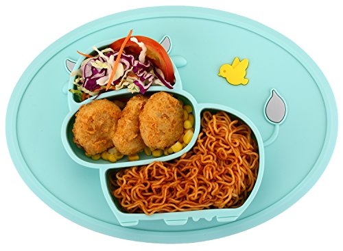 Qshare - Mini plato para bebés de silicona, 100% sin BPA y aprobado por la FDA para niños pequeños, Succión fuerte para la mesa, apto para lavavajillas