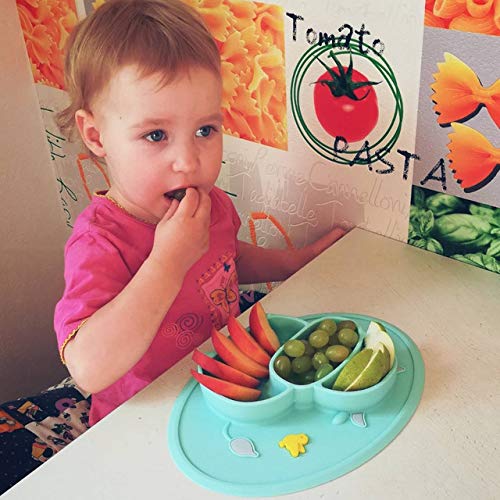 Qshare - Mini plato para bebés de silicona, 100% sin BPA y aprobado por la FDA para niños pequeños, Succión fuerte para la mesa, apto para lavavajillas