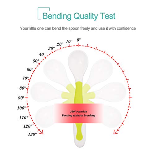 Qshare - Utensilios para bebé, cucharas con estuche seguro para viajes, niños pequeños que alimentan la cuchara de entrenamiento, perfectas cucharas de autoalimentación para aprender