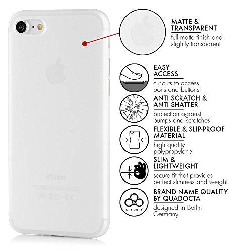 QUADOCTA iPhone 8, iPhone 7 (4,7“) Ultra Slim – Funda Protectora – Tenuis Blanco – Case Bumper Fácil de protección Transparente Smart Cover Compatible con Apple iPhone8 con Protección De La Cámara