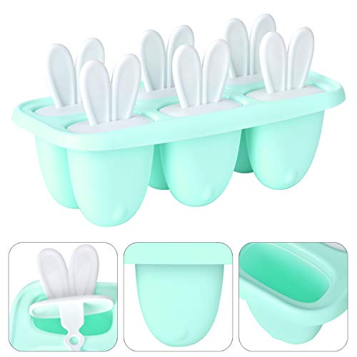 Queta Moldes para Helados,Reutilizable Moldes Silicona,6 Fabricantes de Paletas Heladas, Moldes Casero sin BPA, Helados, para Bebés y Adultos (Azul)