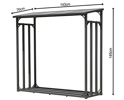 Quick-Star Estante Almacenamiento para Leña 143x70x145 cm Chimenea estufa