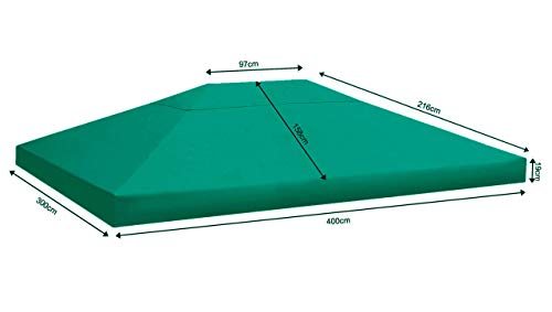 QUICK STAR Techo de Repuesto para cenador de 3 x 4 m Gazebo Verde