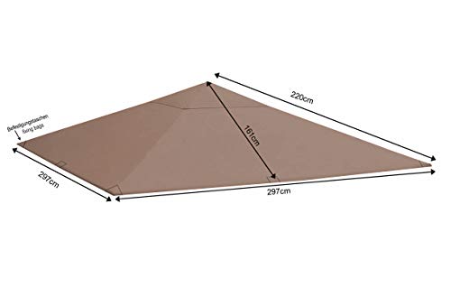 QUICK STAR Techo de repuesto para Gazebo de jardín 3x3m Gris-beige