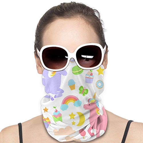 Quintion Robeson Donut Star Butterfly Candy Unicorn Set Headwear Neck Gaiter Headwrap Pasamontañas Casco Liner Bufanda Deportes Casual para Hombres Mujeres